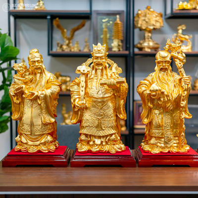 Tượng Đồng Tam Đa - Phúc Lộc Thọ Dát Vàng 9999 cao 6 tấc ( 56 cm ) ở Sài Gòn TPHCM