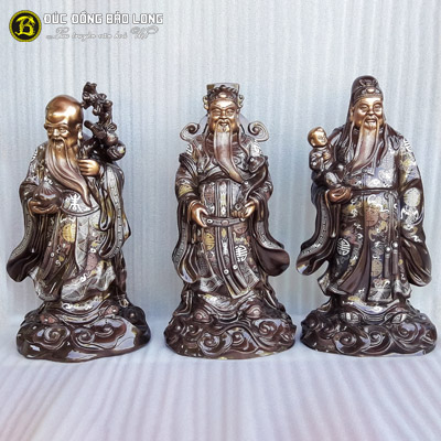 Tượng Đồng Tam Đa - Phúc Lộc Thọ Khảm Tam Khí cao 6 tấc ( 61 cm ) ở Sài Gòn TPHCM