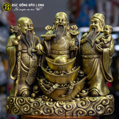 Tượng Đồng Tam Đa - Phúc Lộc Thọ liền khối cao 4 tấc ( 40 cm ) ở Sài Gòn TPHCM