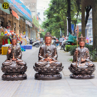 Tượng Đồng Tam Thánh Sa Bà Khảm Tam Khí cao 9 tấc ( 89 cm ) ở Sài Gòn TPHCM