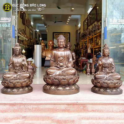 Tượng Đồng Tam Thánh Tây Phương màu Giả Cổ ở Sài Gòn TPHCM