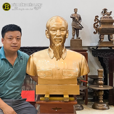 Tượng Đồng Bác Hồ bán thân Cao 7 tấc (69 cm) Đồng Đỏ ở sài gòn