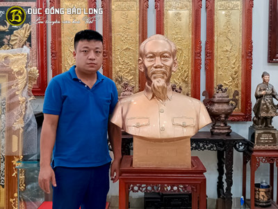 Tượng Đồng Bác Hồ bán thân Cao 8 tấc (81 cm) Đồng Đỏ