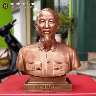 Tượng Đồng Bác Hồ bán thân Cao 5 tấc (50 cm) Đồng Đỏ màu giả cổ tại sài gòn tphcm