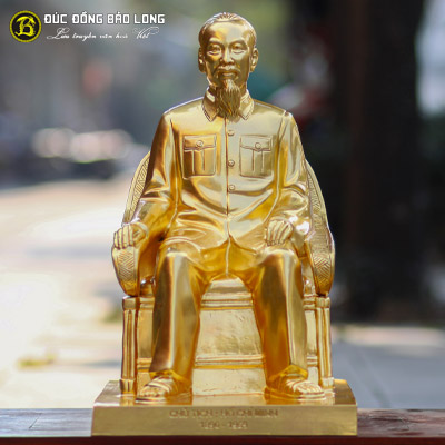 Tượng Đồng Bác Hồ ngồi ghế bành Cao 5 tấc (50 cm) Dát Vàng 9999 ở TPHCM