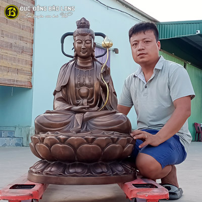  Tượng Đồng Đại Thế Chí Bồ Tát Màu Giả Cổ cao 9 tấc ( 89 cm ) ở Sài Gòn TPHCM