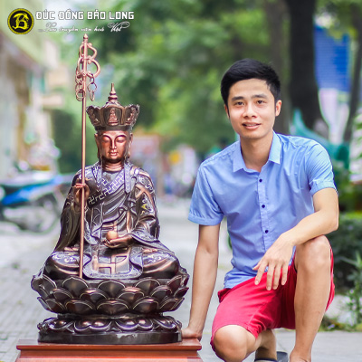  Tượng Đồng Phật Địa Tạng Khảm Tam Khí cao 9 tấc ( 86 cm ) ở Sài Gòn TPHCM