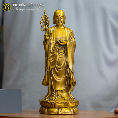  Tượng Đồng Phật Địa Tạng Vương Bồ Tát Dáng Đứng cao 2 3 tấc ( 24 cm ) ở Sài Gòn TPHCM