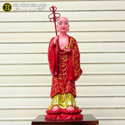  Tượng Đồng Phật Địa Tạng Vương Bồ Tát Dáng Đứng Sơn Son Thếp Vàng cao 4 tấc ( 42 cm ) ở Sài Gòn TPHCM