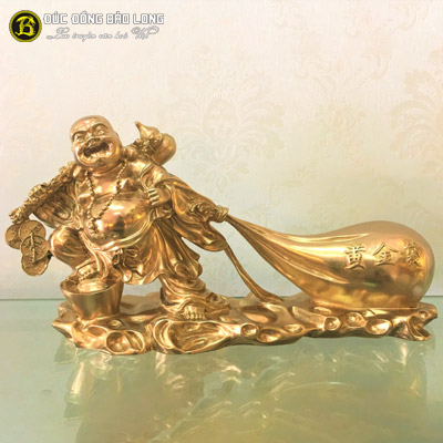  Tượng Đồng Phật Di Lặc Kéo Bao Tiền dài 3 tấc ( 33 cm ) ở Sài Gòn TPHCM