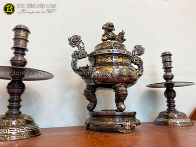 Bộ Tam Sự Bằng Đồng Khảm Ngũ Sắc Long Phụng 5 Chữ Vàng 50cm ở Sài Gòn TPHCM