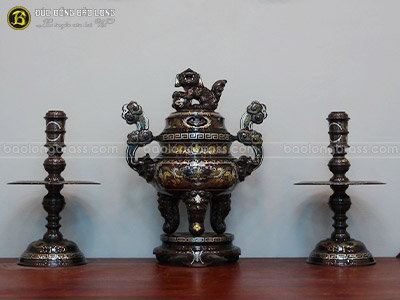 Bộ Tam Sự Bằng Đồng Khảm Ngũ Sắc Long Phụng 5 Chữ Vàng 60cm ở Sài Gòn TPHCM