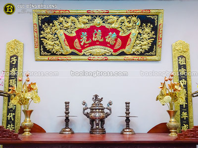 Bộ Tam Sự Bằng Đồng Khảm Tam Khí 1 Chữ Vàng 50cm ở Sài Gòn TPHCM