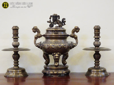 Bộ Tam Sự Bằng Đồng Thau Đỉnh Hoa Sòi Hạ Màu Thời Gian 50cm ở Sài Gòn TPHCM