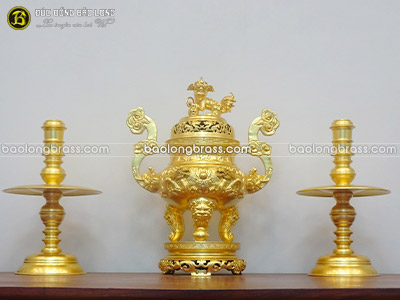 Bộ Tam Sự Đỉnh Long Phụng Bằng Đồng Thau 60cm Dát Vàng 9999 ở Sài Gòn TPHCM