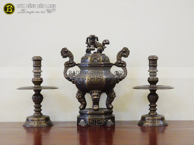 Bộ Tam Sự Đỉnh Bát Giác Bằng Đồng Thau Hạ Màu Thời Gian 60cm ở Sài Gòn TPHCM