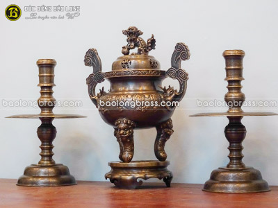 Bộ Tam Sự Đỉnh Dơi Thọ Bằng Đồng Đỏ Hạ Màu Thời Gian 50cm ở Sài Gòn TPHCM