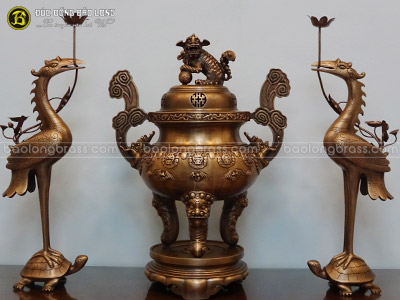 Bộ Tam Sự Đỉnh Dơi Thọ Bằng Đồng Đỏ Hạ Màu Thời Gian 70cm ở Sài Gòn TPHCM