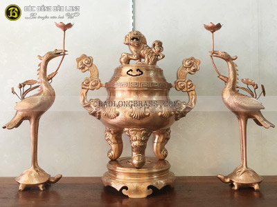 Bộ Tam Sự Đỉnh Hoa Sòi Bằng Đồng Đỏ Ám Dơi Tiền 60cm ở Sài Gòn TPHCM