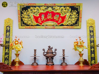 Bộ Tam Sự Đỉnh Hoa Sòi Bằng Đồng Đỏ Hạ Màu Thời Gian 50cm ở Sài Gòn TPHCM