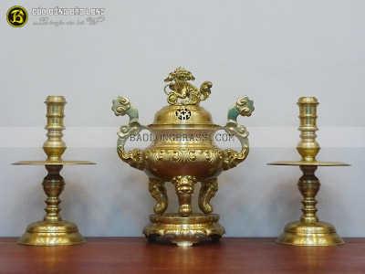 Bộ Tam Sự Đỉnh Hoa Sòi Bằng Đồng Thau Màu Mộc 50cm ở Sài Gòn TPHCM