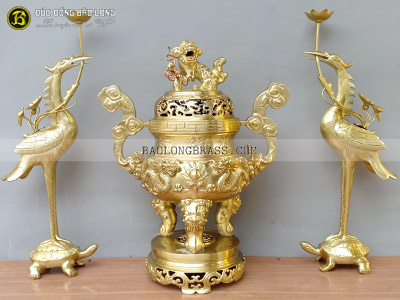 Bộ Tam Sự Đỉnh Long Phụng Bằng Đồng Catut 50cm ở Sài Gòn TPHCM