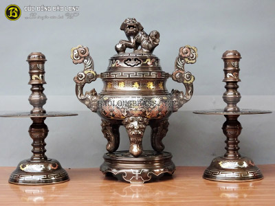 Bộ Tam Sự Bằng Đồng Khảm Tam Khí Long Phụng 5 Chữ Vàng 50cm ở Sài Gòn TPHCM