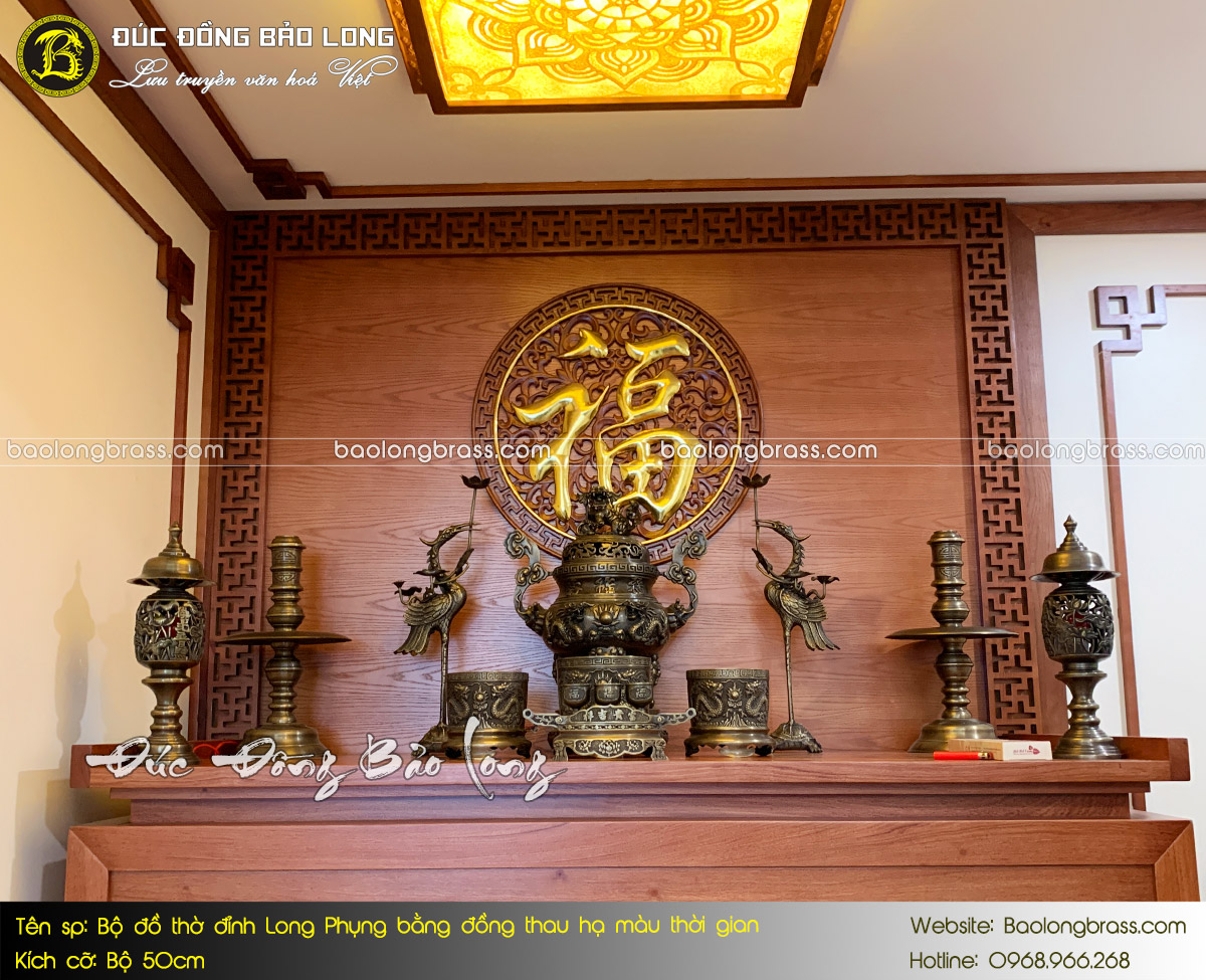 Bộ Đồ Thờ Đỉnh Long Phụng Bằng Đồng Thau Hạ Màu Thời Gian ở Sài Gòn TPHCM