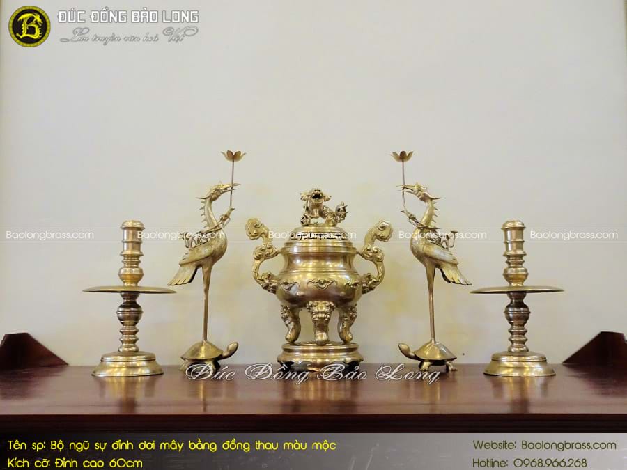 Bộ Ngũ Sự Đỉnh Dơi Mây Bằng Đồng Thau Màu Mộc 60cm ở Sài Gòn TPHCM
