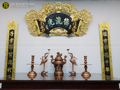 Bộ Ngũ Sự Đỉnh Đục Long Phụng Bằng Đồng Đỏ Hạ Màu Thời Gian Bộ 50cm ở Sài Gòn TPHCM