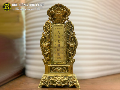 Bài Vị Bằng Đồng Cao 42cm Màu Trầm Cổ, Chữ Dạng Ăn Mòn tại Sài Gòn TPHCM