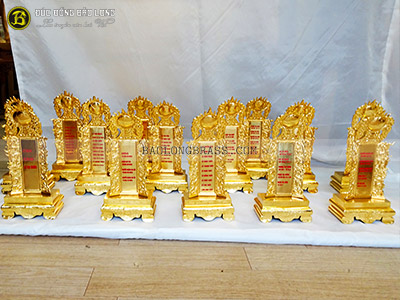 Bộ Bài Vị Bằng Đồng Mạ Vàng 24k Cao 30cm Cho Chùa Tại Tây Ninh
