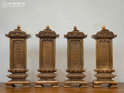 Bài Vị Kiểu Nhật Đúc Bằng Đồng Đỏ Màu Trầm Cổ Cao 40Cm tại Sài Gòn TPHCM