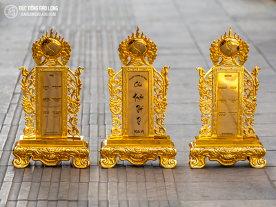 Bộ 3 Bài Vị Cửu Huyền Thất Tổ Bằng Đồng Cao 61cm Mạ Vàng 24k Cao Cấp tại Sài Gòn TPHCM
