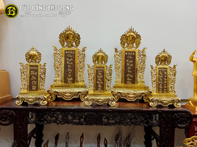 Bộ Bài Vị Thờ Tổ Tiên ông Bà Bằng Đồng Màu Trầm Cổ Đẹp tại Sài Gòn TPHCM