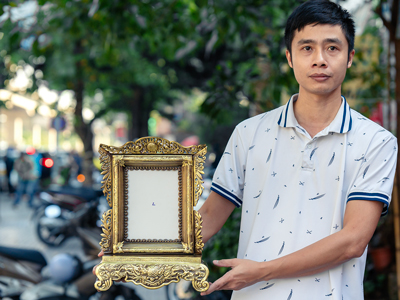 Khung Ảnh Thờ Bằng Đồng Hun Giả Cổ Cao 41Cm tại Sài Gòn TPHCM