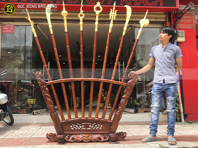 Bộ Bát Bửu - Chấp Kích Bằng Đồng 2m17 Dát Vàng 9999 tại Sài Gòn TPHCM