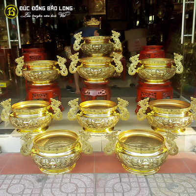 Bát Nhang Đúc Đồng Vàng Màu Vàng Bóng Tai Rồng Đường Kính 40cm ở Sài Gòn TPHCM