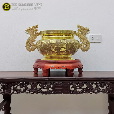 Bát Nhang Đúc Đồng Vàng Màu Vàng Bóng Tai Rồng Đường Kính 30cm ở Sài Gòn TPHCM