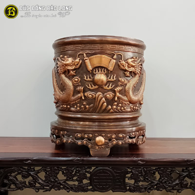 Bát Nhang Đúc Đồng Đỏ Rồng Chầu Màu Cổ Đường Kính 37cm ở Sài Gòn TPHCM