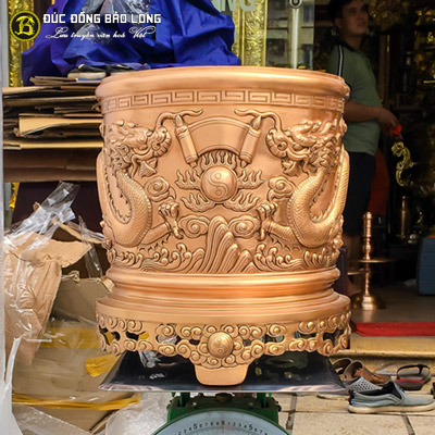 Bát Nhang Đúc Đồng Đỏ Rồng Chàu Màu Mộc Đường Kính 37cm ở Sài Gòn TPHCM