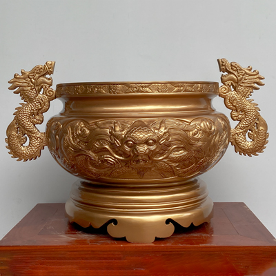 Bát Nhang Đúc Đồng Đỏ Tai Rồng Mặt Hổ Phù Cao 40cm ở Sài Gòn TPHCM