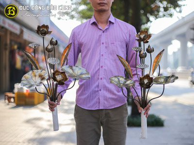 Bó Hoa Sen Bằng Đồng Vàng Hun Loại 10 Bông tại Sài Gòn TPHCM