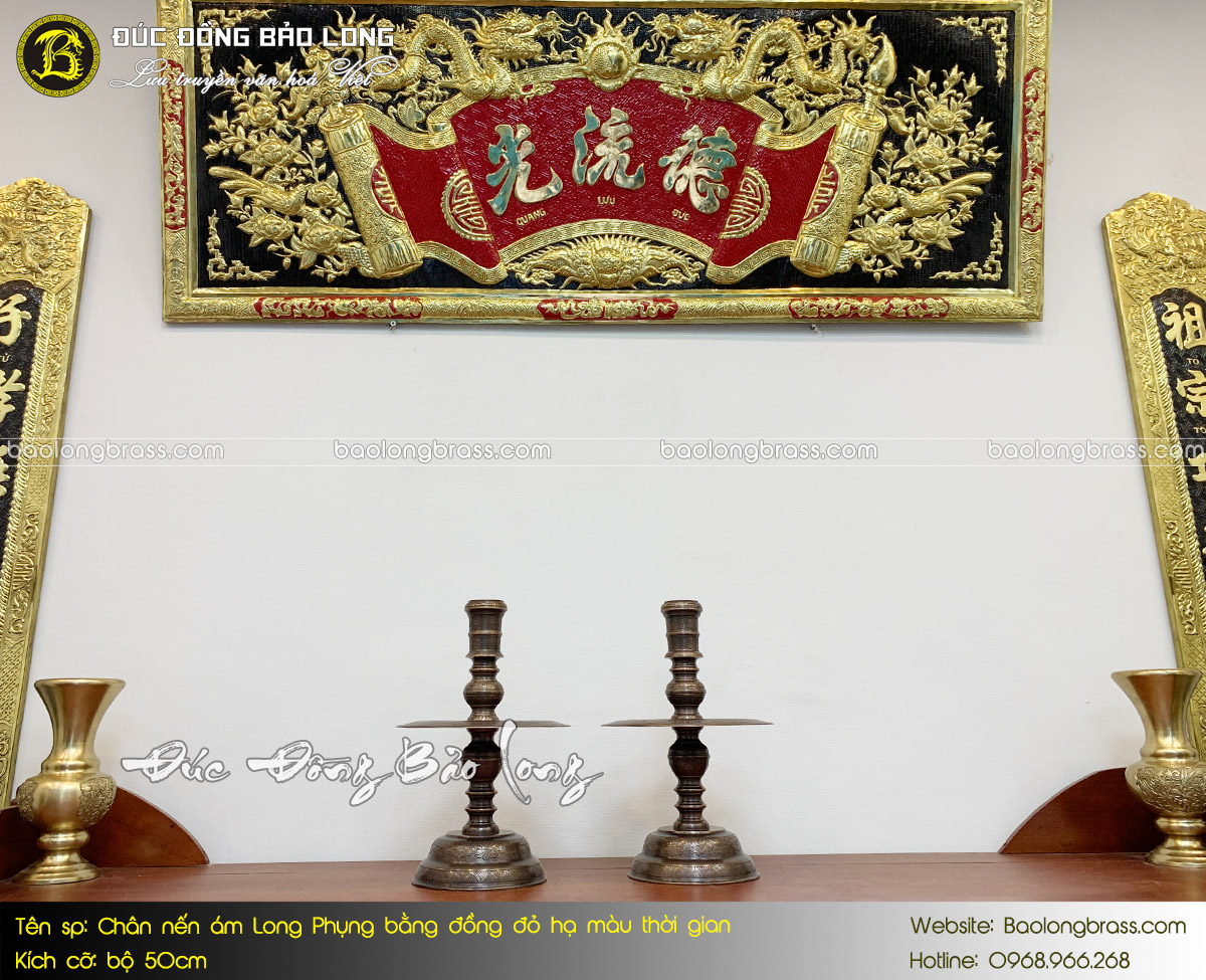 Chân Nến Thờ Bằng Đồng Đỏ Hạ Màu Thời Gian 50cm ở Sài Gòn TPHCM