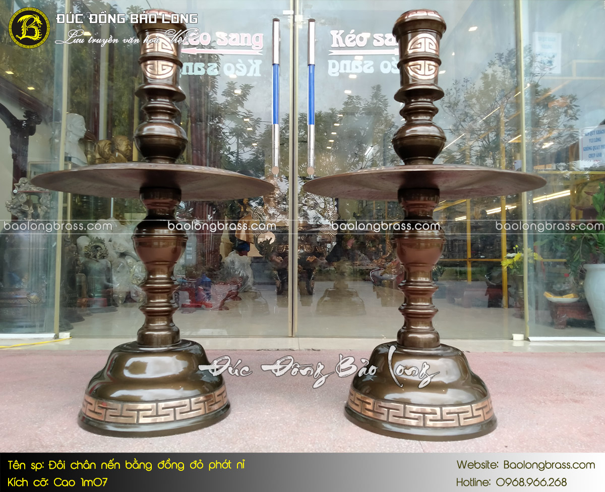 Chân Nến Thờ Bằng Đồng Đỏ Phớt Nỉ 1m07 ở Sài Gòn TPHCM