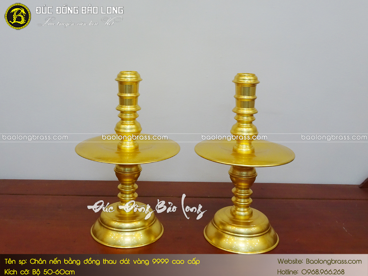 Chân Nến Bằng Đồng Thau Dát Vàng 9999 Cao Cấp ở Sài Gòn TPHCM
