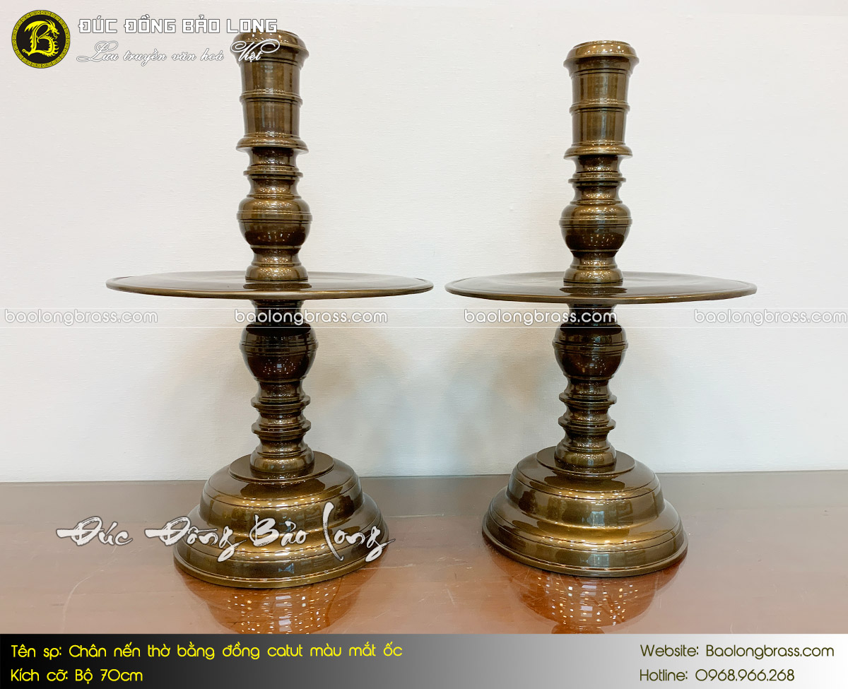 Chân Nến Thờ Bằng Đồng Catut Màu Mắt Ốc Bộ 70cm ở Sài Gòn TPHCM