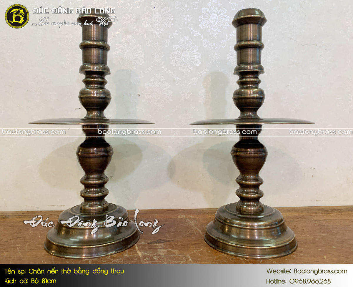 Chân Nến Thờ Bằng Đồng Thau Hạ Màu Thời Gian Bộ 81cm ở Sài Gòn TPHCM