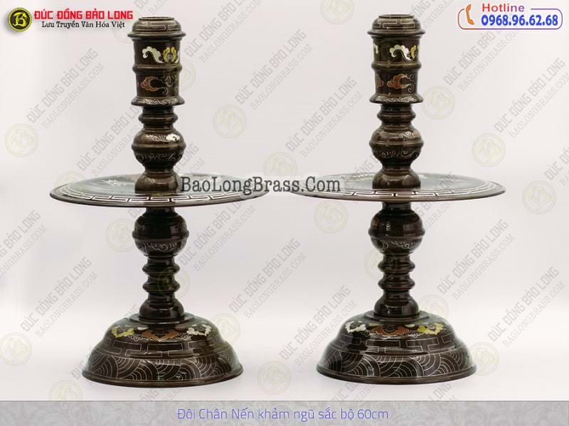 Đôi Chân Nến Bằng Đồng Khảm Ngũ Sắc Bộ 60cm ở Sài Gòn TPHCM