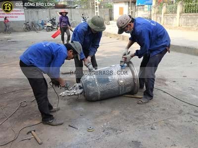 Đúc Chuông Đồng 150kg cho thôn Quảng Minh, Thanh Oai, Hà Nội
